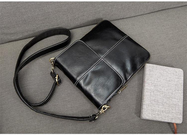 Planet Gates Leather Men Bag Fashion Leather Crossbody Shoulder Bag Men's Messenger Bags Small Casual Man Bags Black