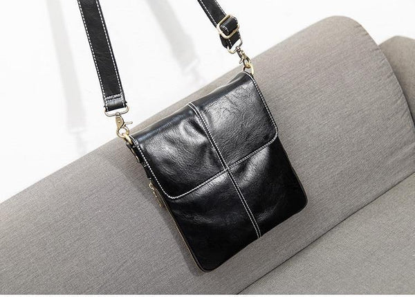 Planet Gates Leather Men Bag Fashion Leather Crossbody Shoulder Bag Men's Messenger Bags Small Casual Man Bags Black