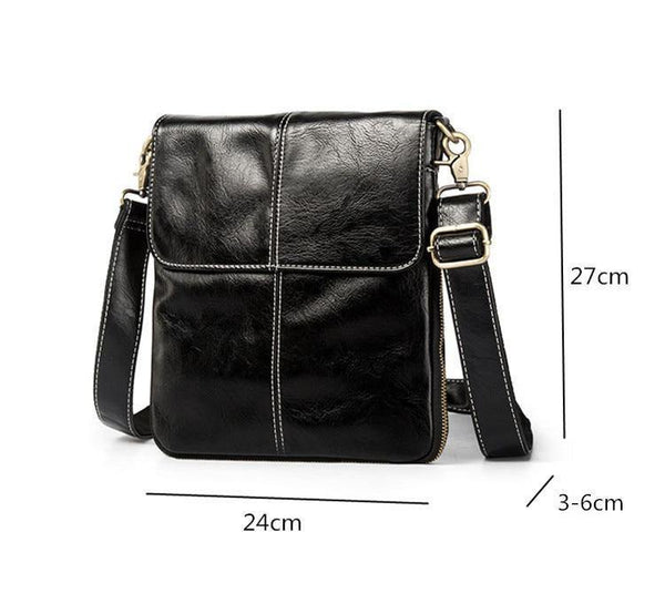 Planet Gates Leather Men Bag Fashion Leather Crossbody Shoulder Bag Men's Messenger Bags Small Casual Man Bags Black