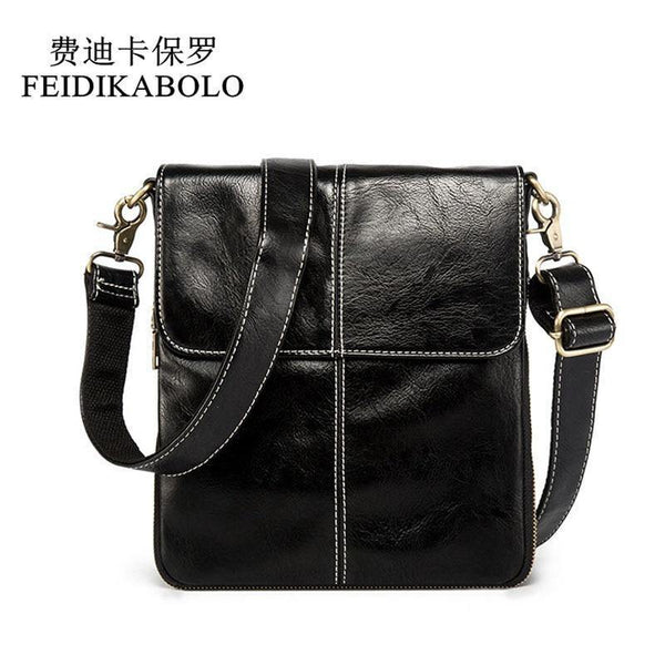 Planet Gates Leather Men Bag Fashion Leather Crossbody Shoulder Bag Men's Messenger Bags Small Casual Man Bags Black