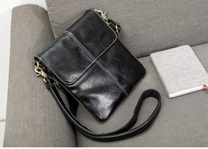 Planet Gates Leather Men Bag Fashion Leather Crossbody Shoulder Bag Men's Messenger Bags Small Casual Man Bags Black