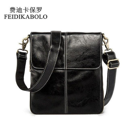 Planet Gates Leather Men Bag Fashion Leather Crossbody Shoulder Bag Men's Messenger Bags Small Casual Man Bags Black