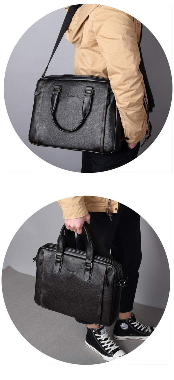Planet Gates Leather Men Bag Laptop Briefcase Male Famous Brand Crossbody Bag Business Men's Handbag Shoulder Bag N2739-4