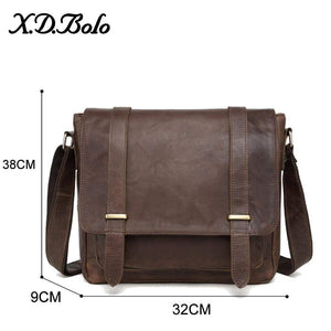 Planet Gates Leather Men Bag Shoulder Crossbody Bags Crazy Horse Laptop Male Messenger Bags Vintage Design Bag for Men