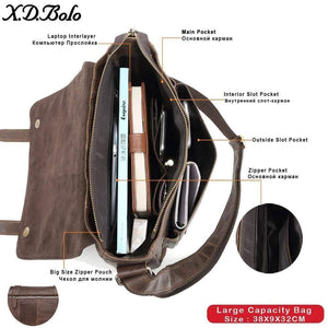 Planet Gates Leather Men Bag Shoulder Crossbody Bags Crazy Horse Laptop Male Messenger Bags Vintage Design Bag for Men