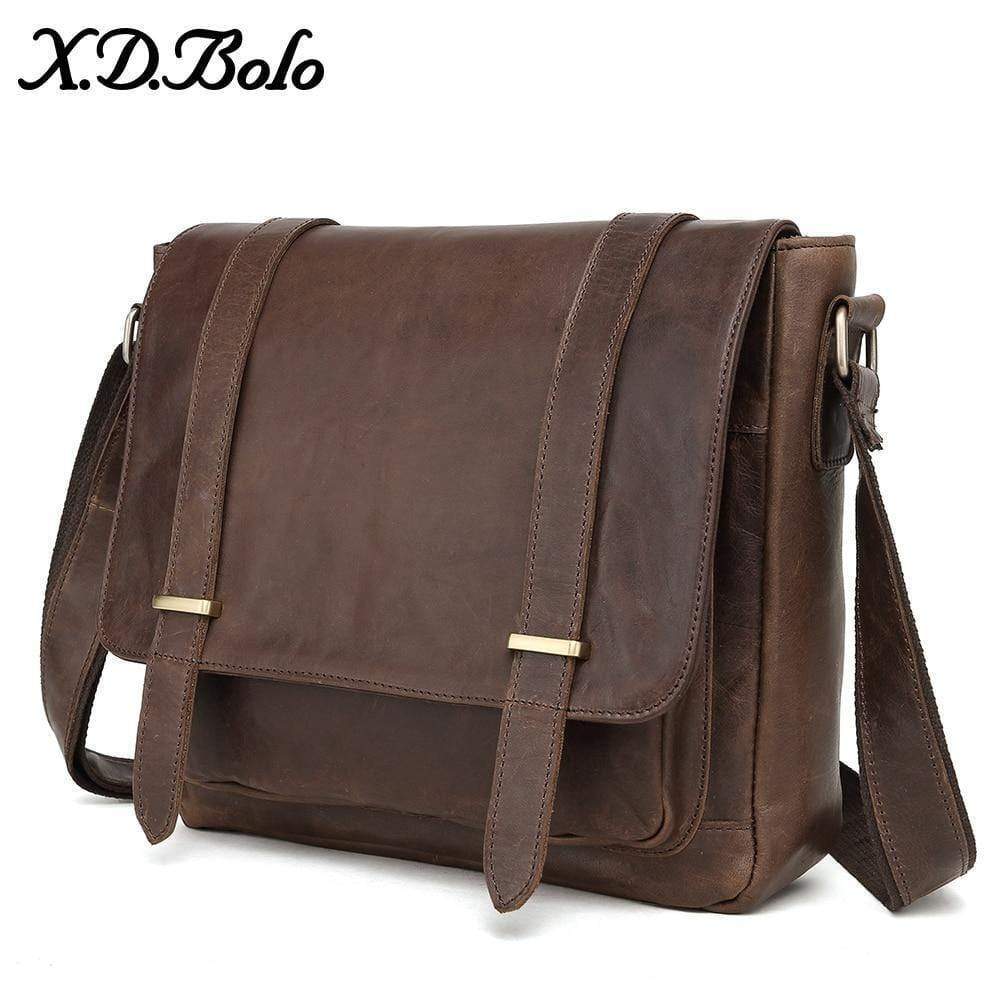 Planet Gates Leather Men Bag Shoulder Crossbody Bags Crazy Horse Laptop Male Messenger Bags Vintage Design Bag for Men