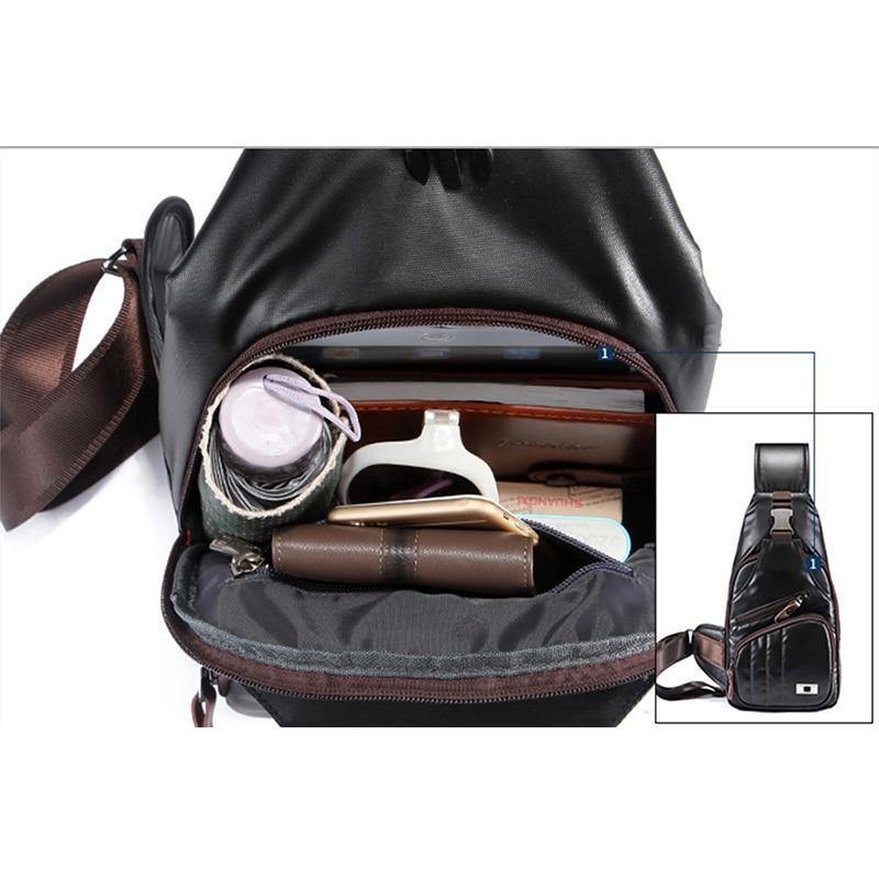 Planet Gates Leather Men's Bag Travel Single Shoulder Messenger Bags Multipurpose Chest Pack Casual multifunctional Bolsas