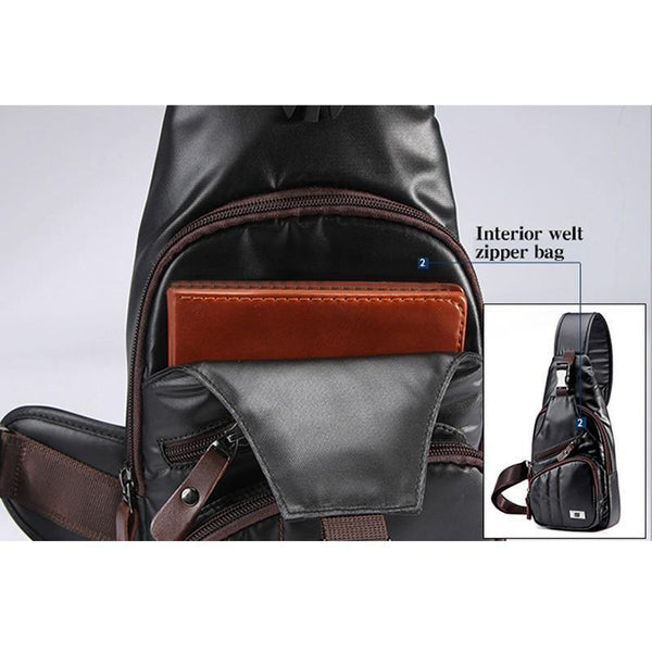 Planet Gates Leather Men's Bag Travel Single Shoulder Messenger Bags Multipurpose Chest Pack Casual multifunctional Bolsas