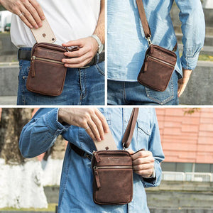 Planet Gates Leather men waist pack for cell phone shoulder bag travel pouch small crossbody bags card holders bolsas