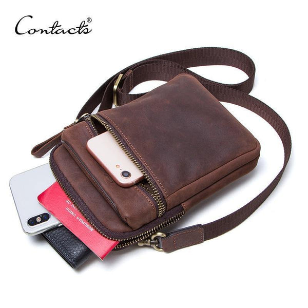 Planet Gates Leather men waist pack for cell phone shoulder bag travel pouch small crossbody bags card holders bolsas