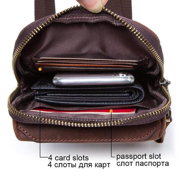 Planet Gates Leather men waist pack for cell phone shoulder bag travel pouch small crossbody bags card holders bolsas