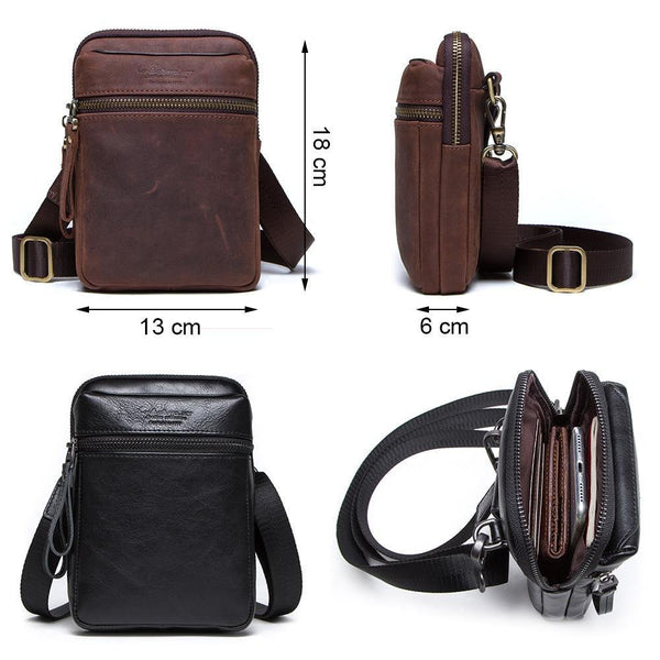 Planet Gates Leather men waist pack for cell phone shoulder bag travel pouch small crossbody bags card holders bolsas