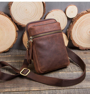 Planet Gates Leather men waist pack for cell phone shoulder bag travel pouch small crossbody bags card holders bolsas