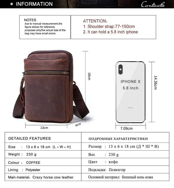 Planet Gates Leather men waist pack for cell phone shoulder bag travel pouch small crossbody bags card holders bolsas