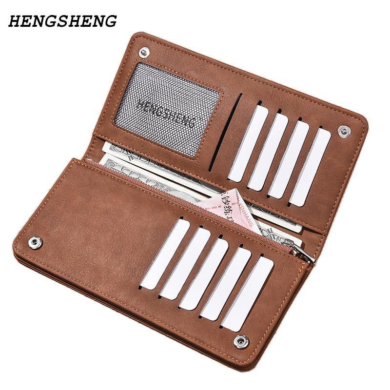 Planet Gates Leather Men Wallets Business Brand Card holder Purse Men's Long Zipper Wallet Leather Clutch Carteira Masculina