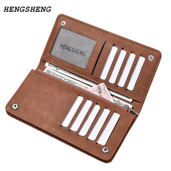 Planet Gates Leather Men Wallets Business Brand Card holder Purse Men's Long Zipper Wallet Leather Clutch Carteira Masculina