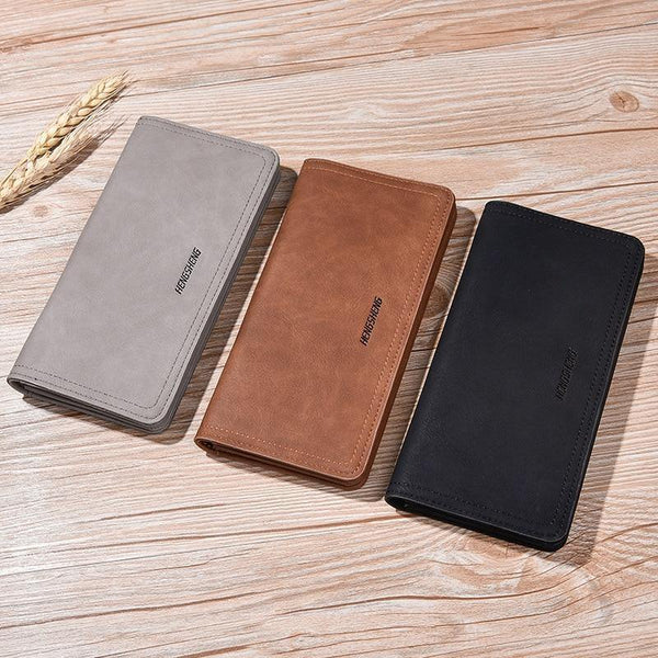 Planet Gates Leather Men Wallets Business Brand Card holder Purse Men's Long Zipper Wallet Leather Clutch Carteira Masculina