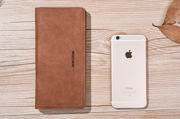 Planet Gates Leather Men Wallets Business Brand Card holder Purse Men's Long Zipper Wallet Leather Clutch Carteira Masculina