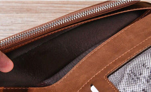 Planet Gates Leather Men Wallets Business Brand Card holder Purse Men's Long Zipper Wallet Leather Clutch Carteira Masculina