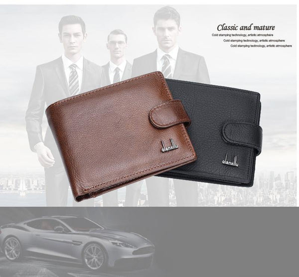 Planet Gates Leather Men Wallets With Coin Pocket Brown Wallet Purse Male High Quality wholesale price