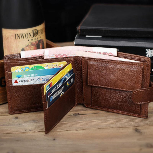 Planet Gates Leather Men Wallets With Coin Pocket Brown Wallet Purse Male High Quality wholesale price