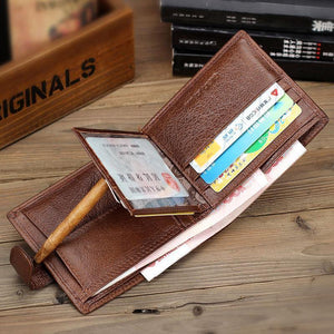 Planet Gates Leather Men Wallets With Coin Pocket Brown Wallet Purse Male High Quality wholesale price