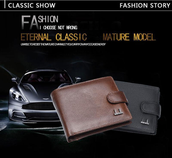 Planet Gates Leather Men Wallets With Coin Pocket Brown Wallet Purse Male High Quality wholesale price