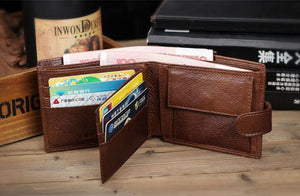 Planet Gates Leather Men Wallets With Coin Pocket Brown Wallet Purse Male High Quality wholesale price
