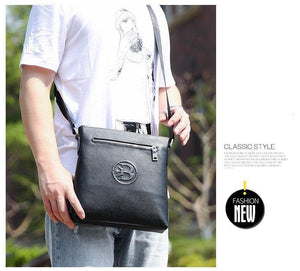 Planet Gates Leather Mens Bags Male Black Cowhide Crossbody Bags Men's Messenger Shoulder Bag Small Men Leather bag Man