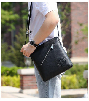 Planet Gates Leather Mens Bags Male Black Cowhide Crossbody Bags Men's Messenger Shoulder Bag Small Men Leather bag Man