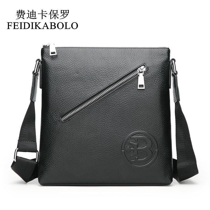 Planet Gates Leather Mens Bags Male Black Cowhide Crossbody Bags Men's Messenger Shoulder Bag Small Men Leather bag Man
