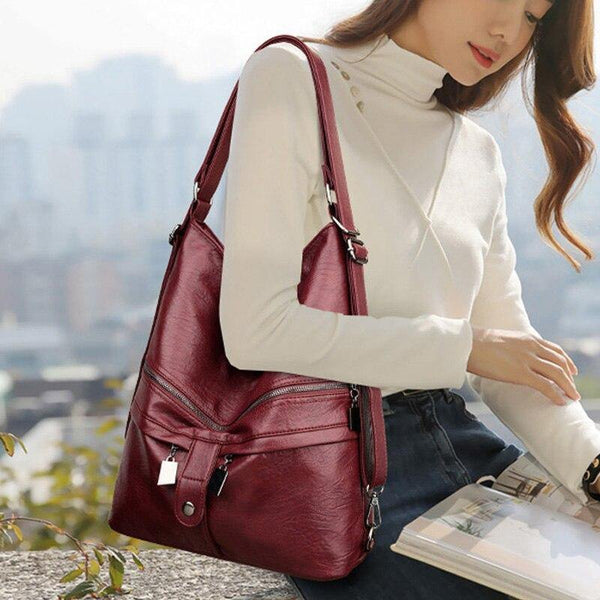Leather Multifunction Women Bags Fashion Female Large Capacity School Bag Women Shoulder Bags