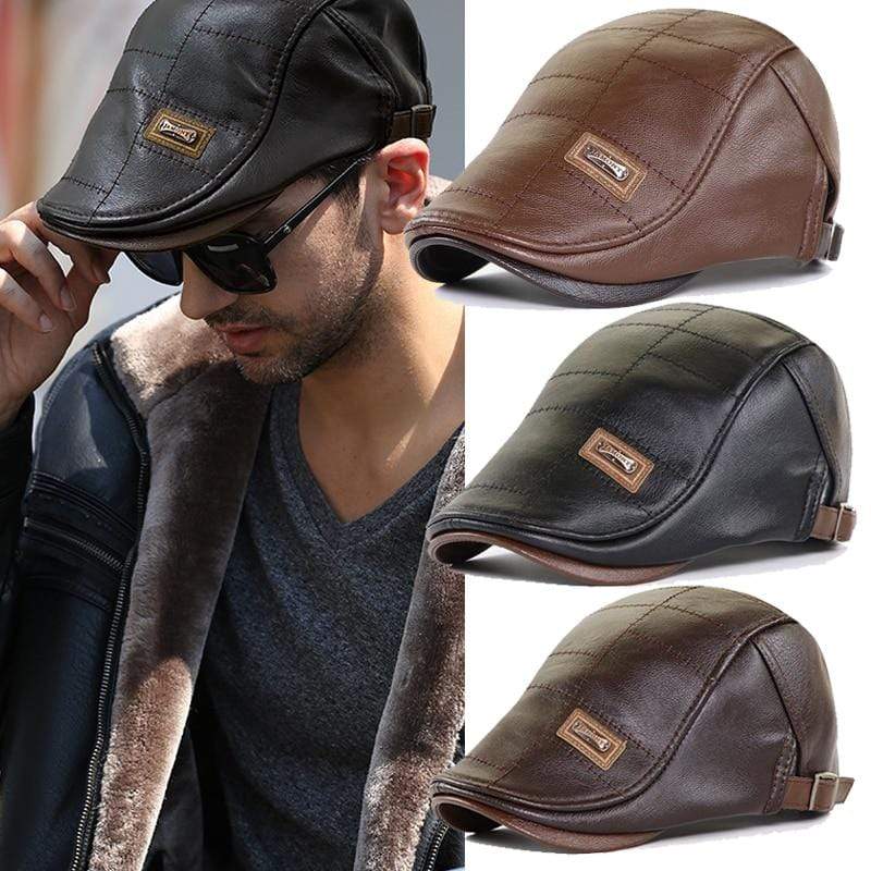 Planet Gates Leather Newsboy Cap Men Planas Duckbill Visor Hat Winter Autumn Warm Flat Caps Vintage Man Boinas Gatsby Hats