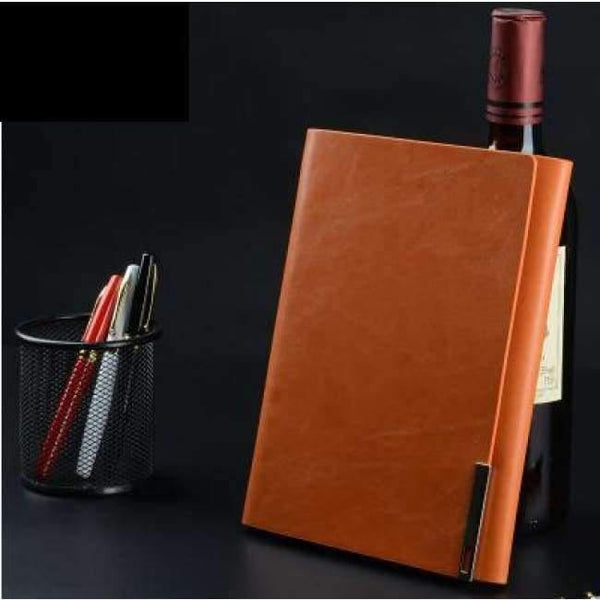 Planet Gates Leather Orange Paperboat Vintage leather a5 loose leaf notebook logo custom stationery commercial rings notepad spiral travelers writing pads
