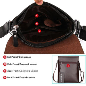 Planet Gates Leather Plaid Pattern Men's Shoulder Bags Vintage Business Man Bag Crossbody Bag For Men Simple Casual Messenger Bag