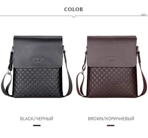 Planet Gates Leather Plaid Pattern Men's Shoulder Bags Vintage Business Man Bag Crossbody Bag For Men Simple Casual Messenger Bag