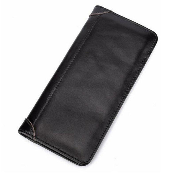 Planet Gates Leather  Purse Real Cowhide Men Bifold Purse Long Designer Cash Coin Pocket Card Holder Clutch Bag Vintage Male Wallet