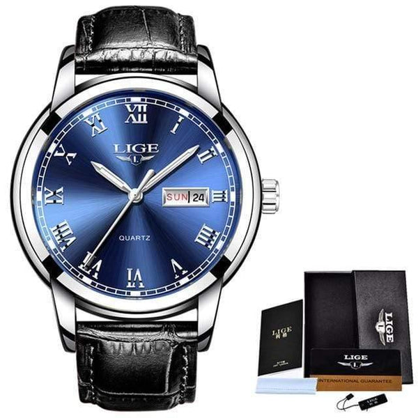 Planet Gates Leather Silver Blue Watch Men Fashion Sports Quartz Full Steel Gold Business Mens Watches Top Brand Luxury Waterproof Watch Relogio Masculino