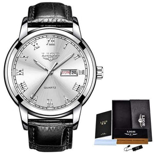 Planet Gates Leather Silver White Watch Men Fashion Sports Quartz Full Steel Gold Business Mens Watches Top Brand Luxury Waterproof Watch Relogio Masculino