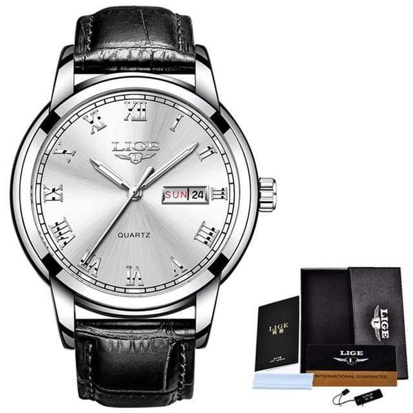 Planet Gates Leather Silver White Watch Men Fashion Sports Quartz Full Steel Gold Business Mens Watches Top Brand Luxury Waterproof Watch Relogio Masculino