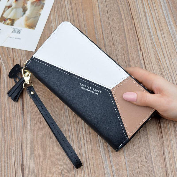 Planet Gates Leather Wallets Women Long Zipper Coin Purses Tassel Design Clutch Wallets Female Money Bag Credit Card Holder