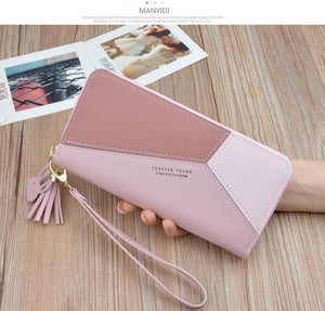 Planet Gates Leather Wallets Women Long Zipper Coin Purses Tassel Design Clutch Wallets Female Money Bag Credit Card Holder