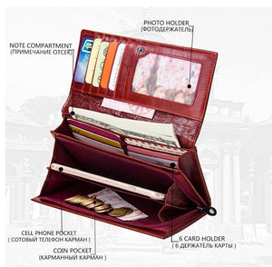 Planet Gates Leather Women Clutch Wallets Multiple Cards Holder Long Female Purse With Phone Bag Fashion Woman Wallet