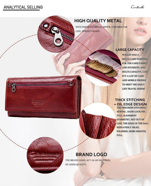 Planet Gates Leather Women Clutch Wallets Multiple Cards Holder Long Female Purse With Phone Bag Fashion Woman Wallet