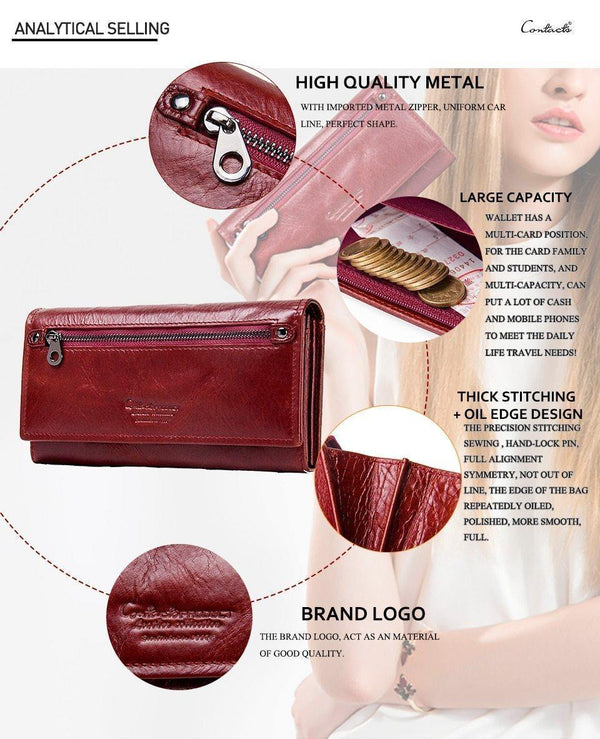 Planet Gates Leather Women Clutch Wallets Multiple Cards Holder Long Female Purse With Phone Bag Fashion Woman Wallet