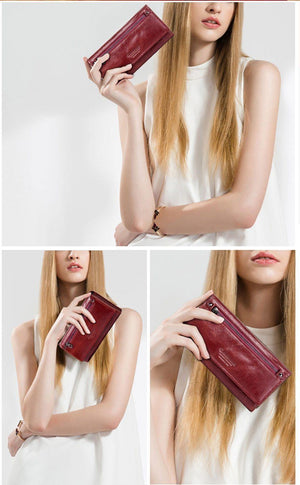 Planet Gates Leather Women Clutch Wallets Multiple Cards Holder Long Female Purse With Phone Bag Fashion Woman Wallet