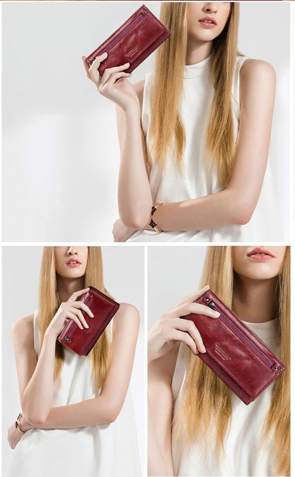 Planet Gates Leather Women Clutch Wallets Multiple Cards Holder Long Female Purse With Phone Bag Fashion Woman Wallet