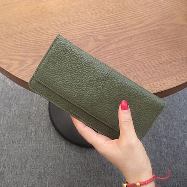Planet Gates Leather Women Wallet Fashion Solid Color Coin Purse Multifunctional Cowhide Female Long Women Purses Zipper Card Holder