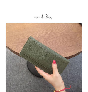 Planet Gates Leather Women Wallet Fashion Solid Color Coin Purse Multifunctional Cowhide Female Long Women Purses Zipper Card Holder