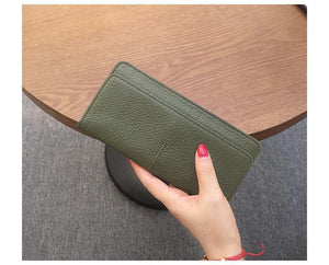 Planet Gates Leather Women Wallet Fashion Solid Color Coin Purse Multifunctional Cowhide Female Long Women Purses Zipper Card Holder